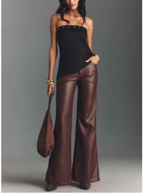 Pilcro Pants - 🟠NWT PILCRO Rylan Faux Leather Relaxed High-Rise Flare Pants Cocoa Plum